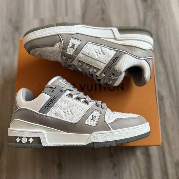 Like New Louis Vuitton LV Trainer Sneaker - White & Grey - Picture 1 of 6